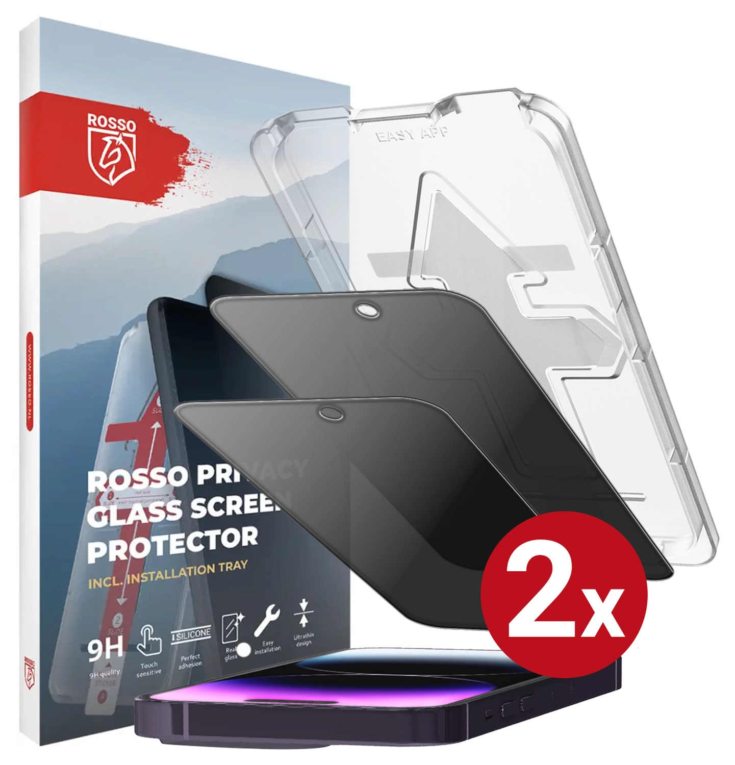 Rosso Apple iPhone 14 Pro Privacy Glass met Installatietray (2-Pack) afbeelding 14