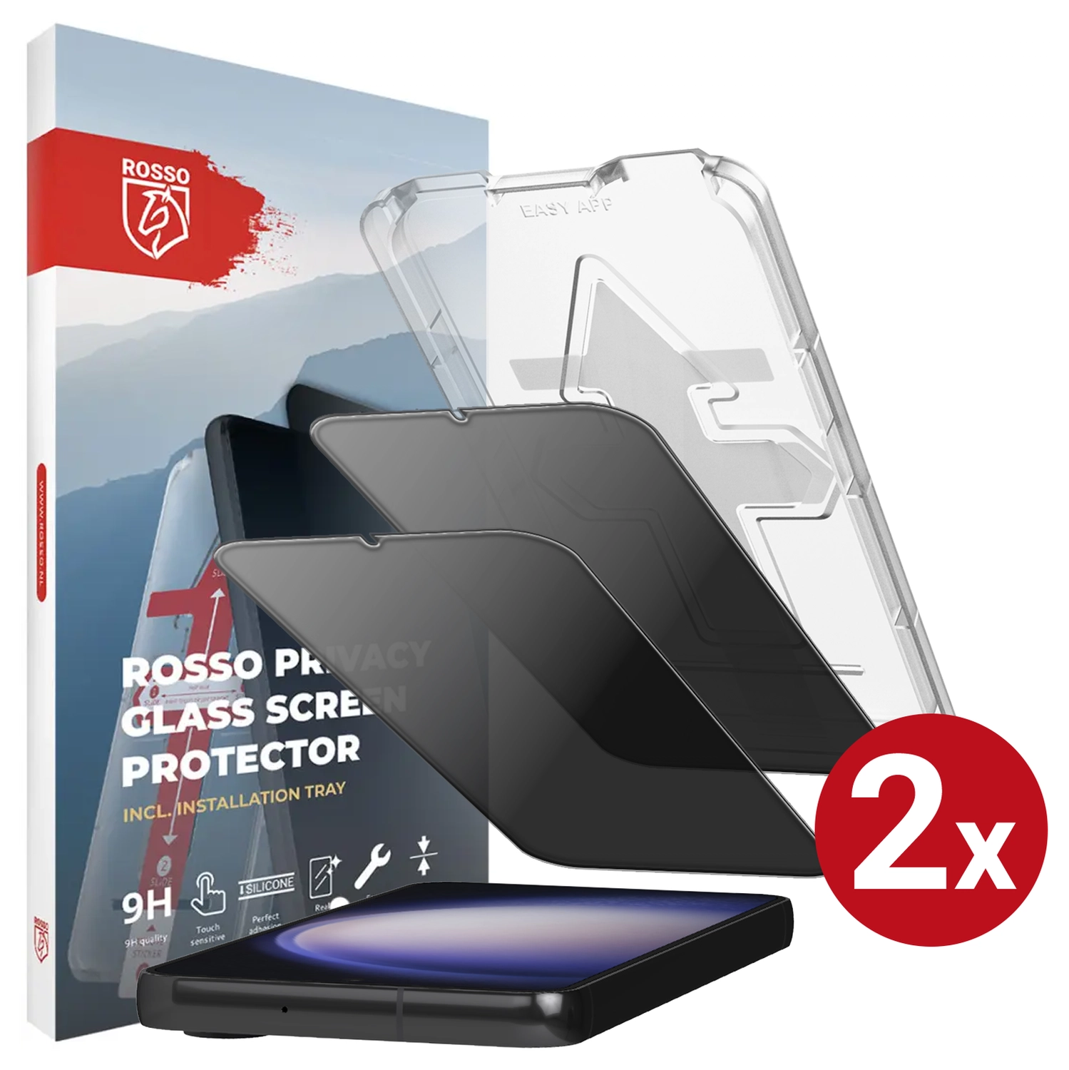 Rosso Samsung Galaxy S23 Privacy Glass met Installatietray (2-Pack) afbeelding 1