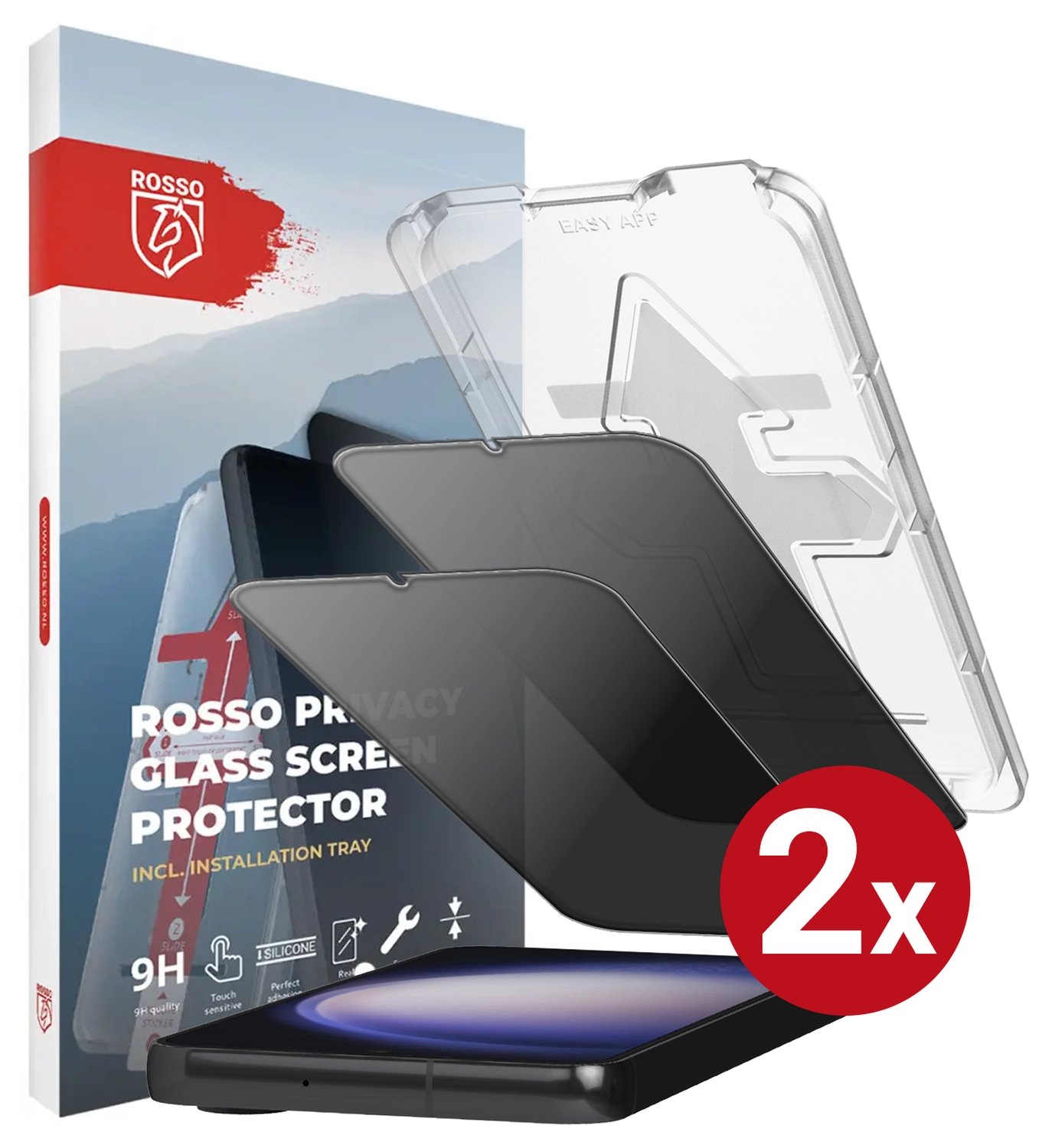 Rosso Samsung Galaxy S23 Privacy Glass met Installatietray (2-Pack) afbeelding 13
