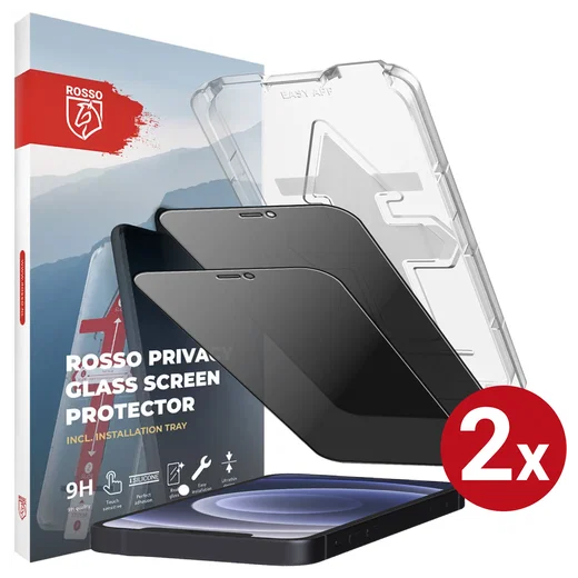 Rosso iPhone 12 / 12 Pro Privacy Glass met Installatietray (2-Pack) afbeelding 1