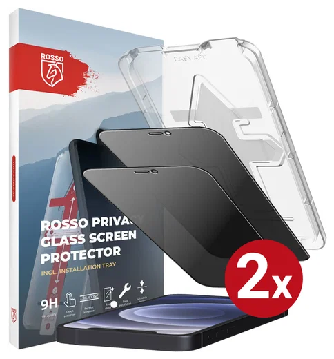 Rosso iPhone 12 / 12 Pro Privacy Glass met Installatietray (2-Pack) afbeelding 14
