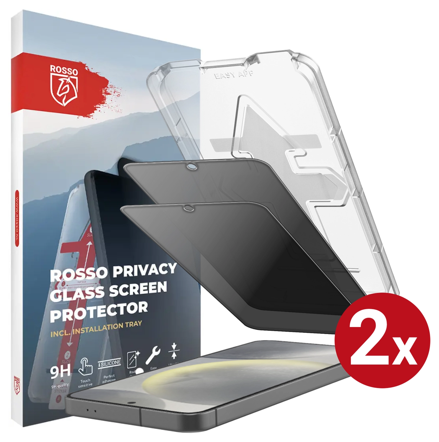 Rosso Samsung S24 Plus Privacy Glass met Installatietray (2-Pack) afbeelding 1