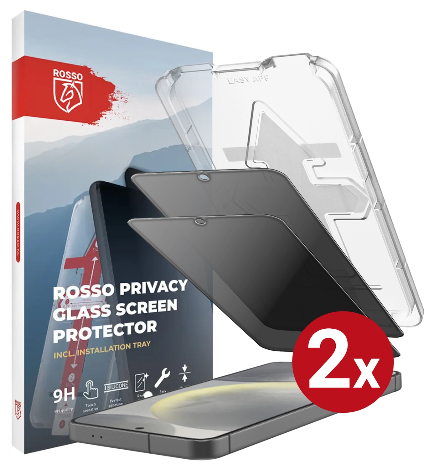 Rosso Samsung S24 Plus Privacy Glass met Installatietray (2-Pack) afbeelding 13