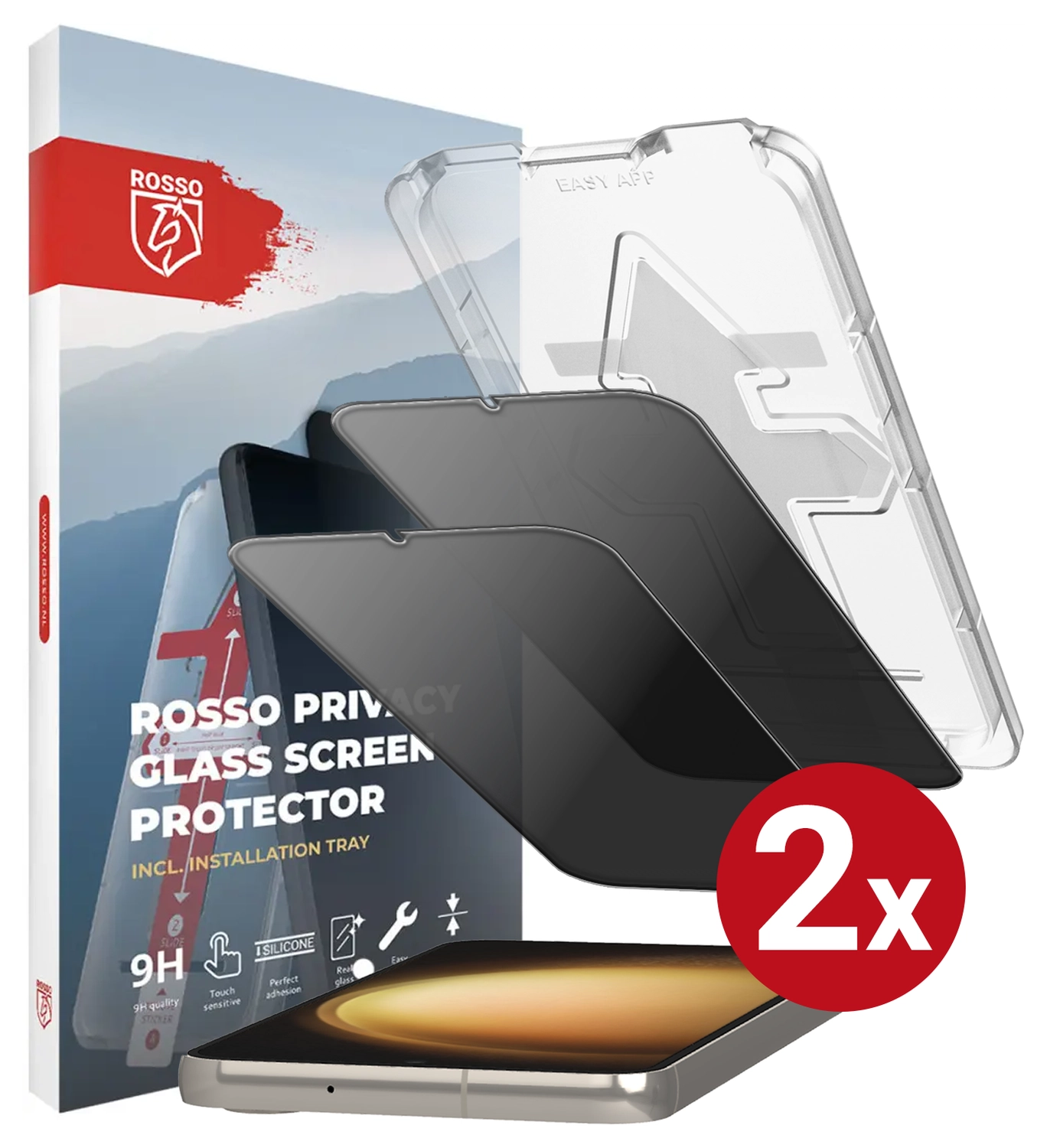 Rosso Samsung S23 Plus Privacy Glass met Installatietray (2-Pack) afbeelding 13