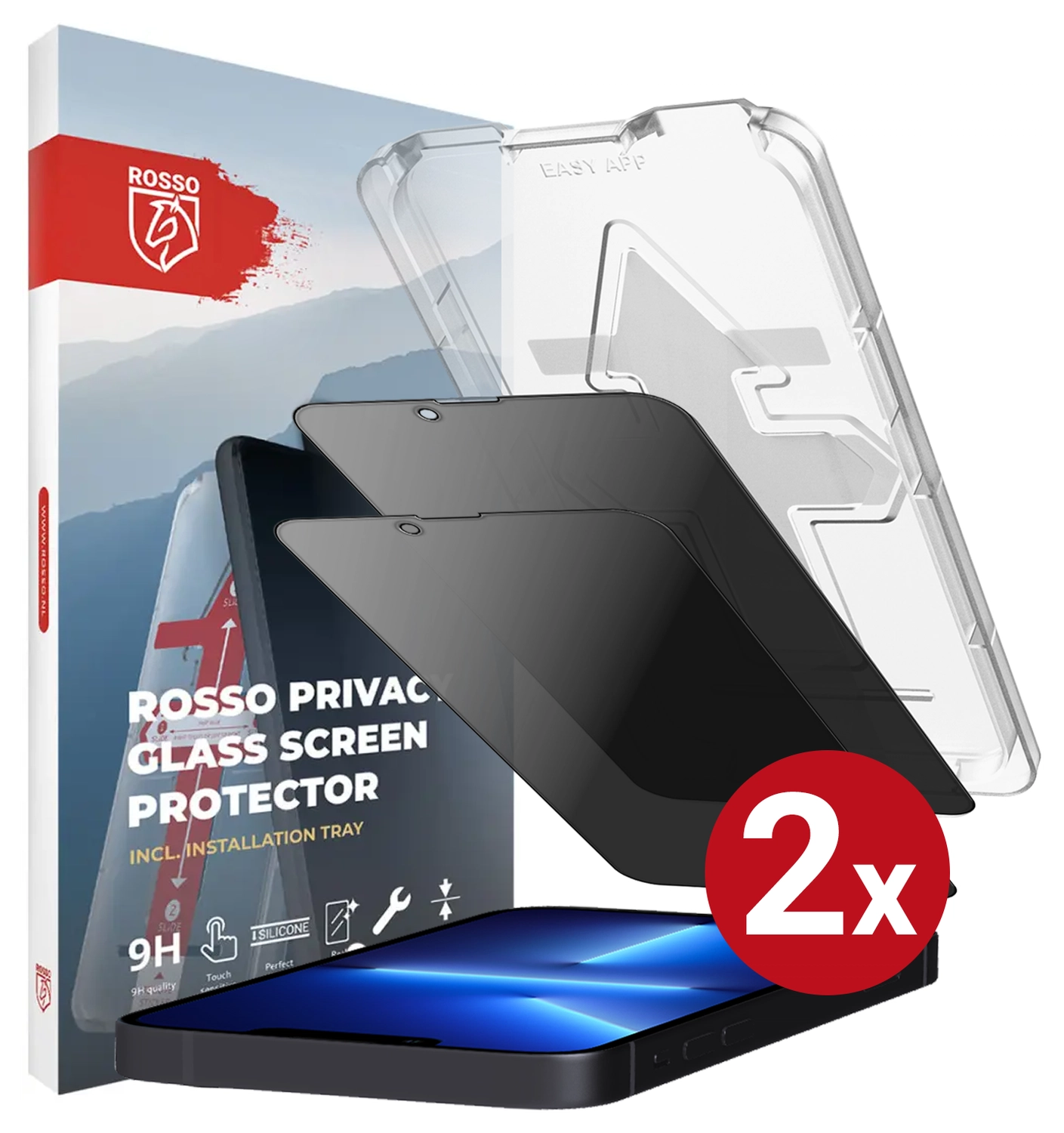 Rosso iPhone 13 Pro Max Privacy Glass met Installatietray (2-Pack) afbeelding 14
