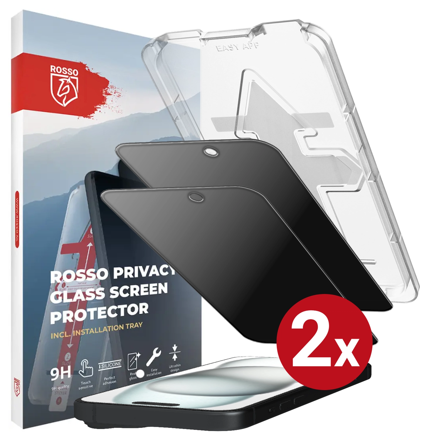 Rosso Apple iPhone 15 Plus Privacy Glass met Installatietray (2-Pack) afbeelding 14