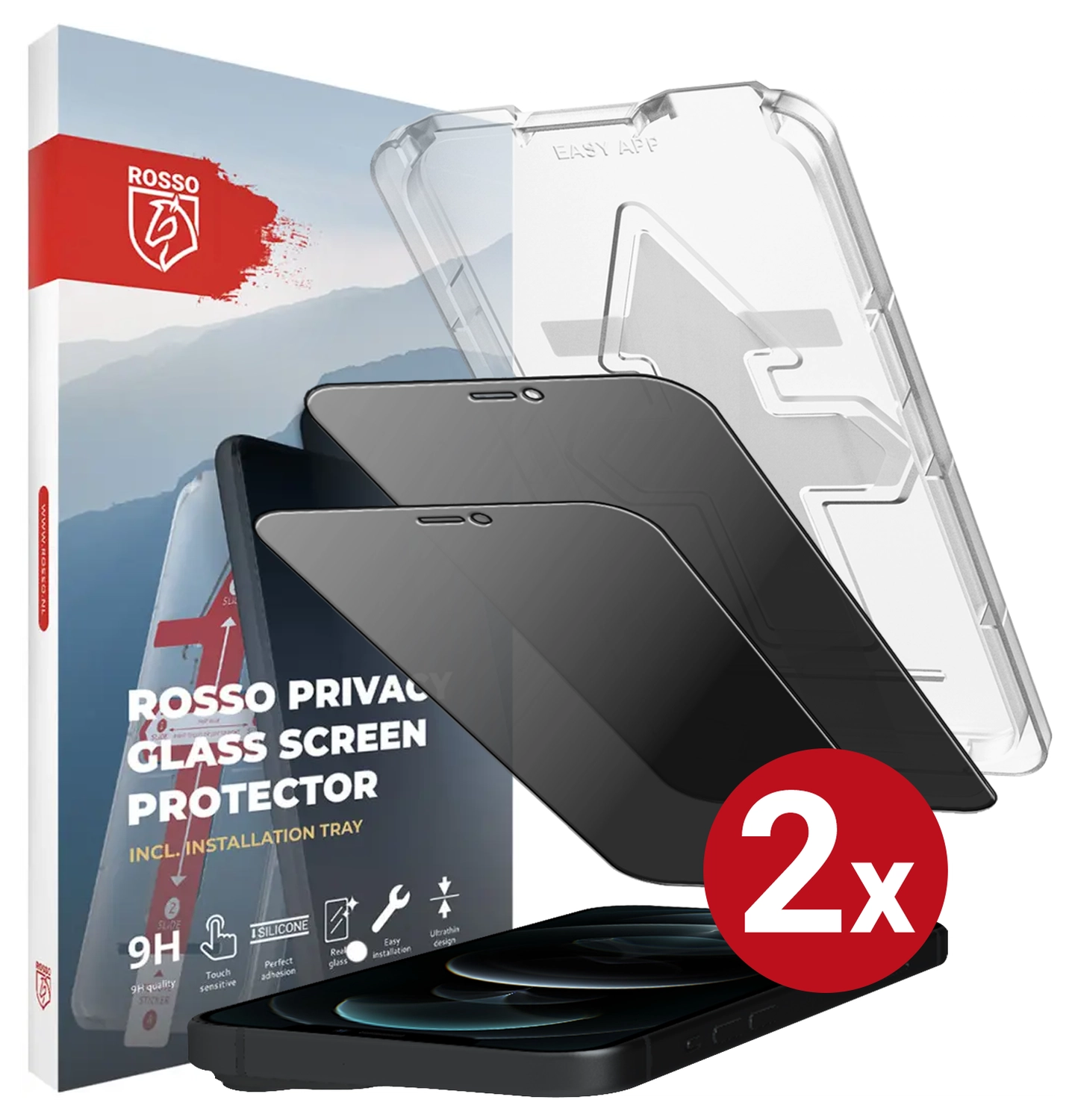 Rosso iPhone 12 Pro Max Privacy Glass met Installatietray (2-Pack) afbeelding 13