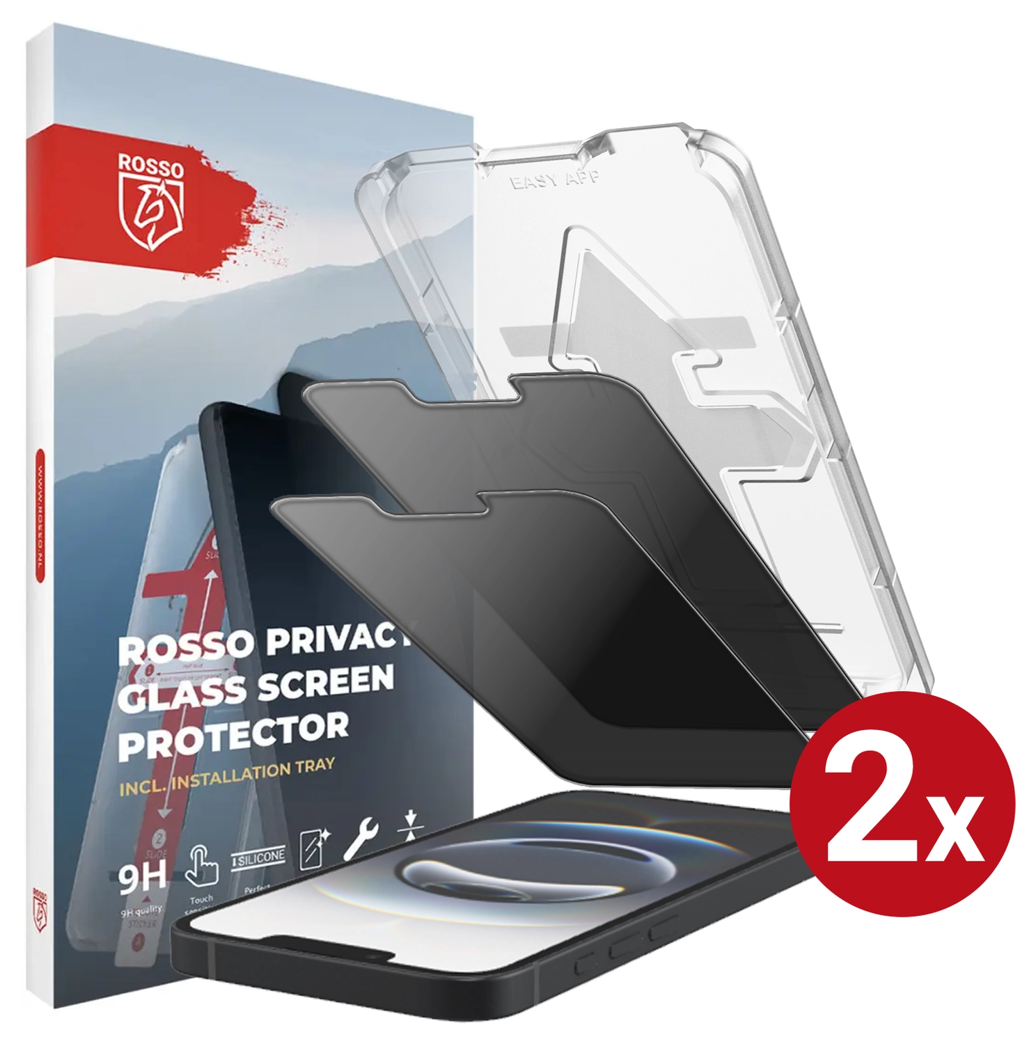 Rosso Apple iPhone 17e / 16e Privacy Glass met Installatietray (2-Pack) afbeelding 1