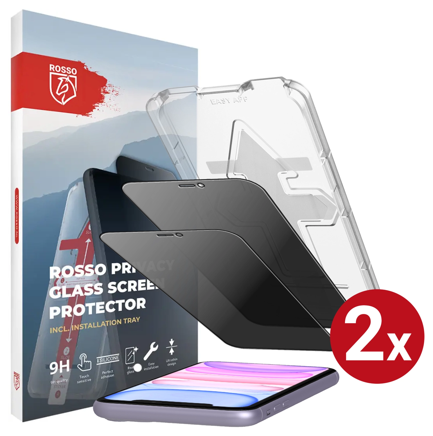 Rosso Apple iPhone 11 Privacy Glass met Installatietray (2-Pack) afbeelding 1