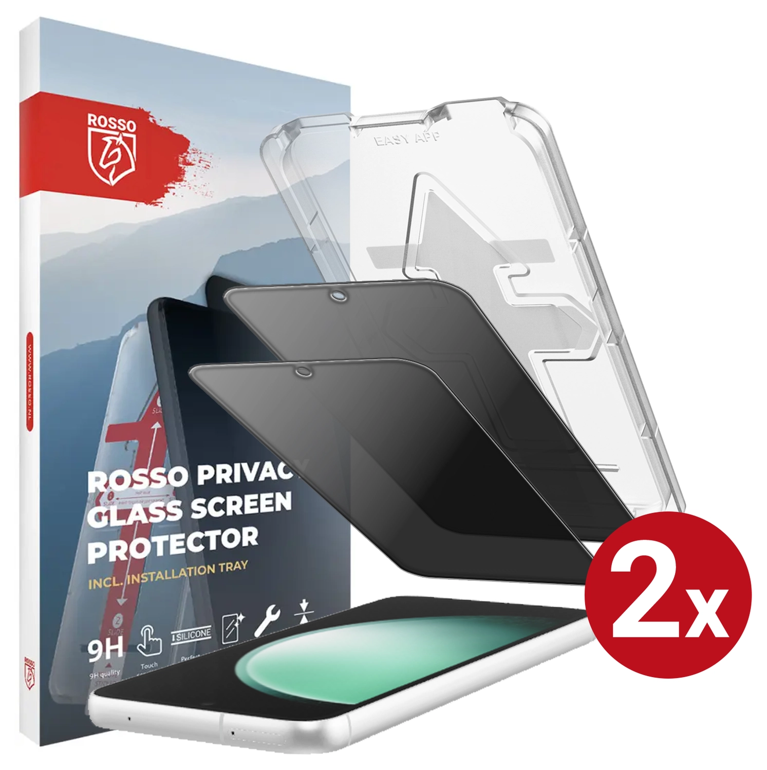 Rosso Samsung Galaxy S23 FE Privacy Glass met Installatietray (2-Pack) afbeelding 1