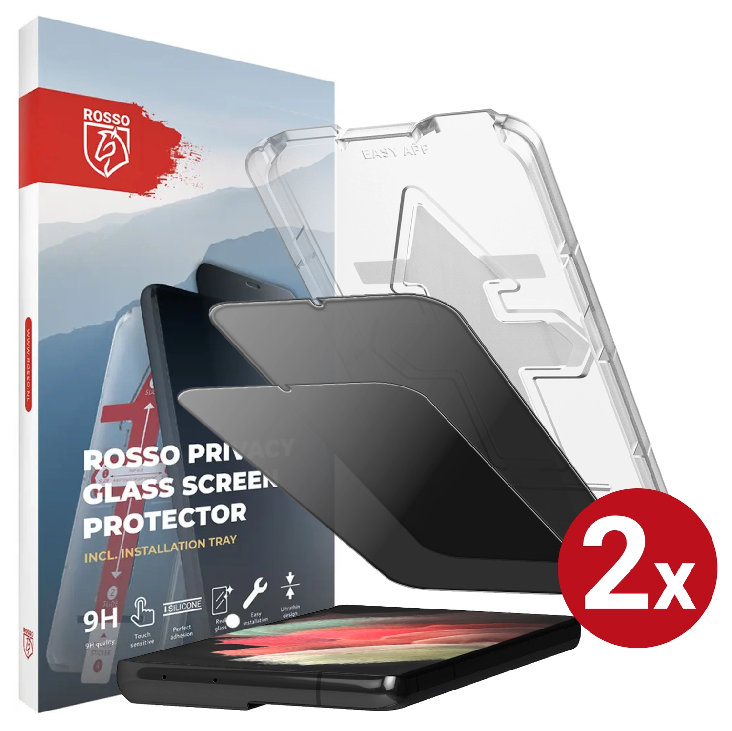 Rosso Samsung S21 Plus Privacy Glass met Installatietray (2-Pack) afbeelding 14