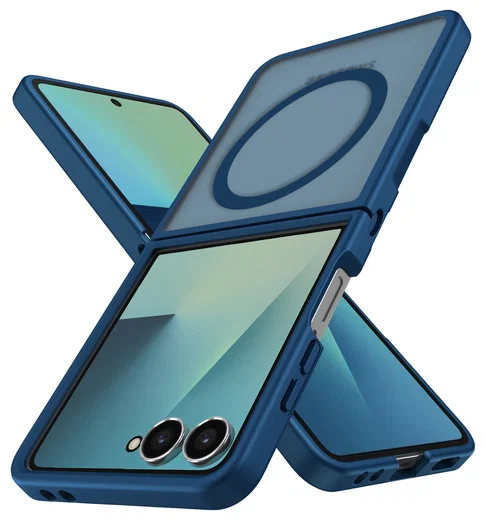 Samsung Galaxy Z Flip 7 Hoesje met MagSafe Back Cover Matte Blauw afbeelding 2