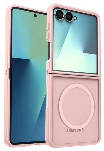 Samsung Galaxy Z Flip 7 Hoesje met MagSafe Back Cover Matte Roze afbeelding 1