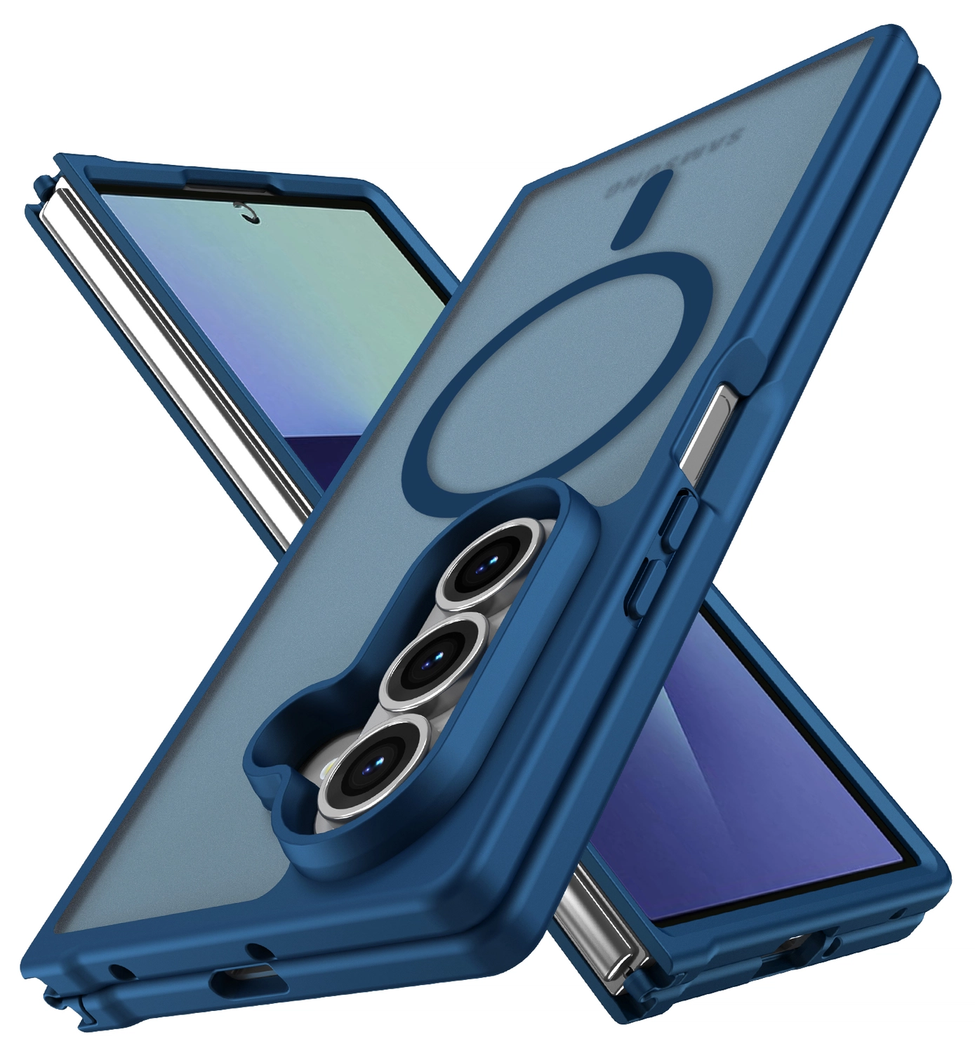 Samsung Galaxy Z Fold 7 Hoesje met MagSafe Back Cover Matte Blauw afbeelding 2