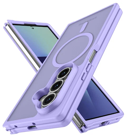 Samsung Galaxy Z Fold 7 Hoesje met MagSafe Back Cover Matte Paars afbeelding 2