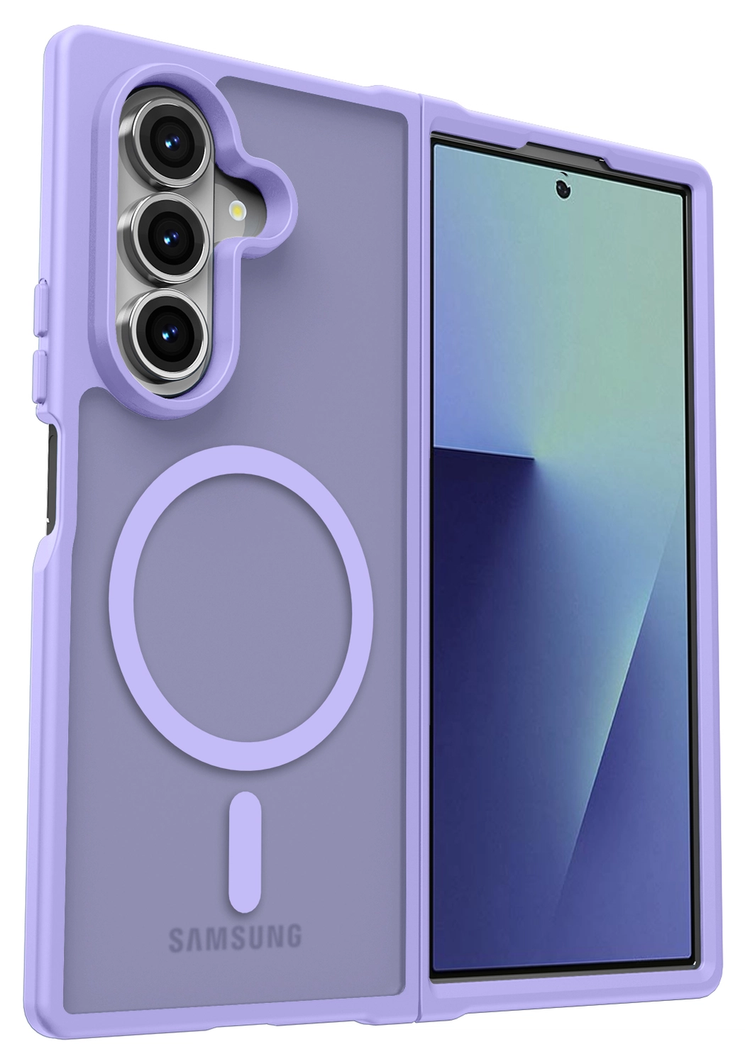 Samsung Galaxy Z Fold 7 Hoesje met MagSafe Back Cover Matte Paars afbeelding 4
