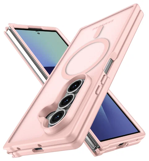 Samsung Galaxy Z Fold 7 Hoesje met MagSafe Back Cover Matte Roze afbeelding 2