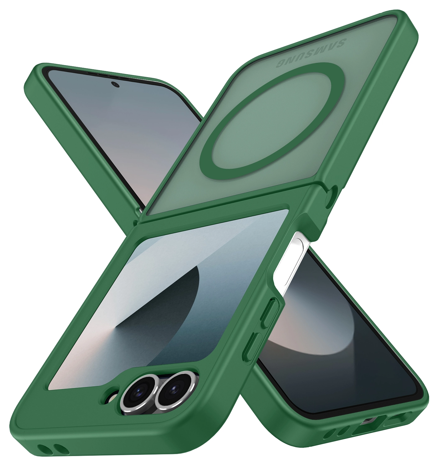 Samsung Galaxy Z Flip 7 FE / 6 Hoesje met MagSafe Back Cover Matte Groen afbeelding 2