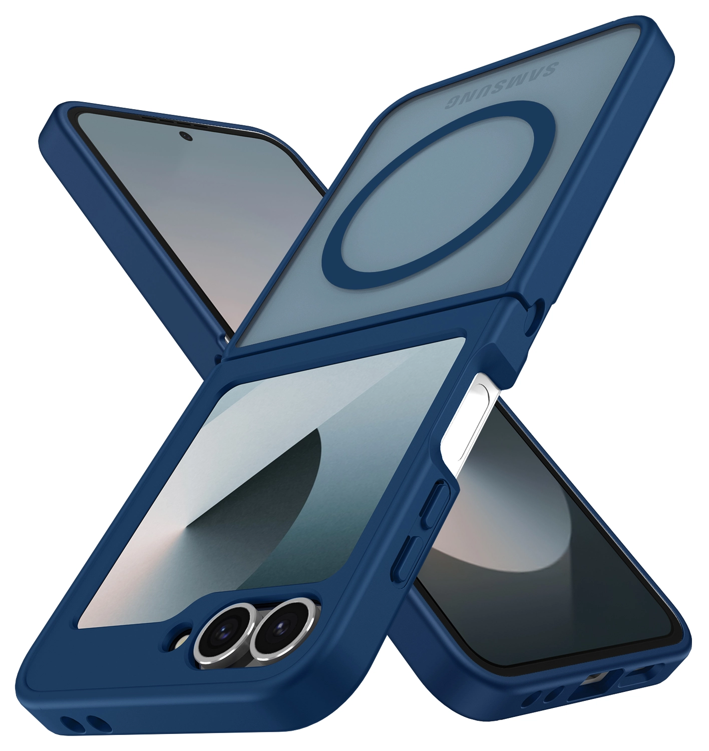 Samsung Galaxy Z Flip 7 FE / 6 Hoesje met MagSafe Back Cover Matte Blauw afbeelding 2