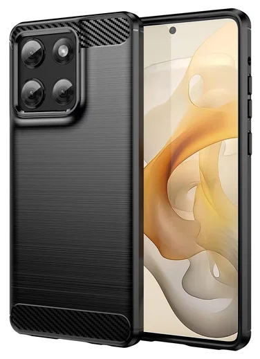 Motorola Moto G86 Hoesje Geborsteld TPU Flexibele Back Cover Zwart afbeelding 1