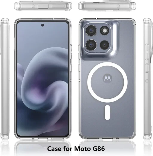 Motorola Moto G86 Hoesje Hard Back Cover met MagSafe Transparant afbeelding 7