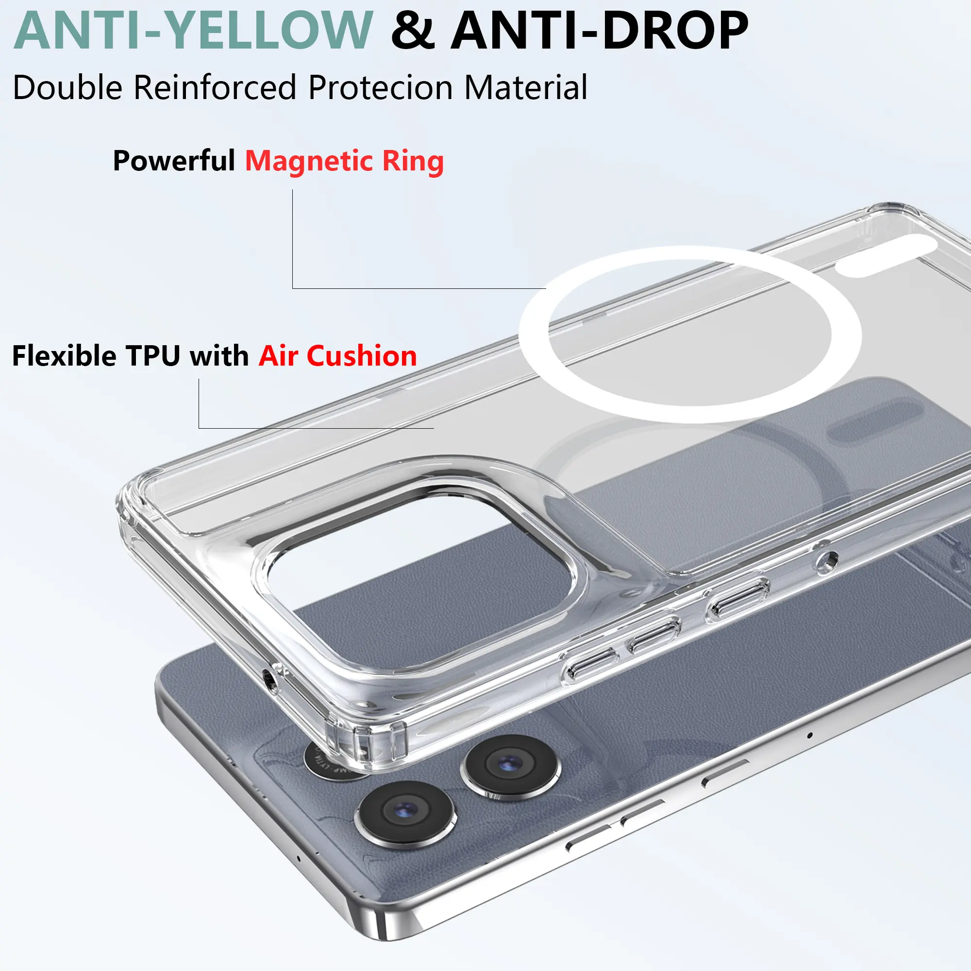 Motorola Moto G86 Hoesje Hard Back Cover met MagSafe Transparant afbeelding 5