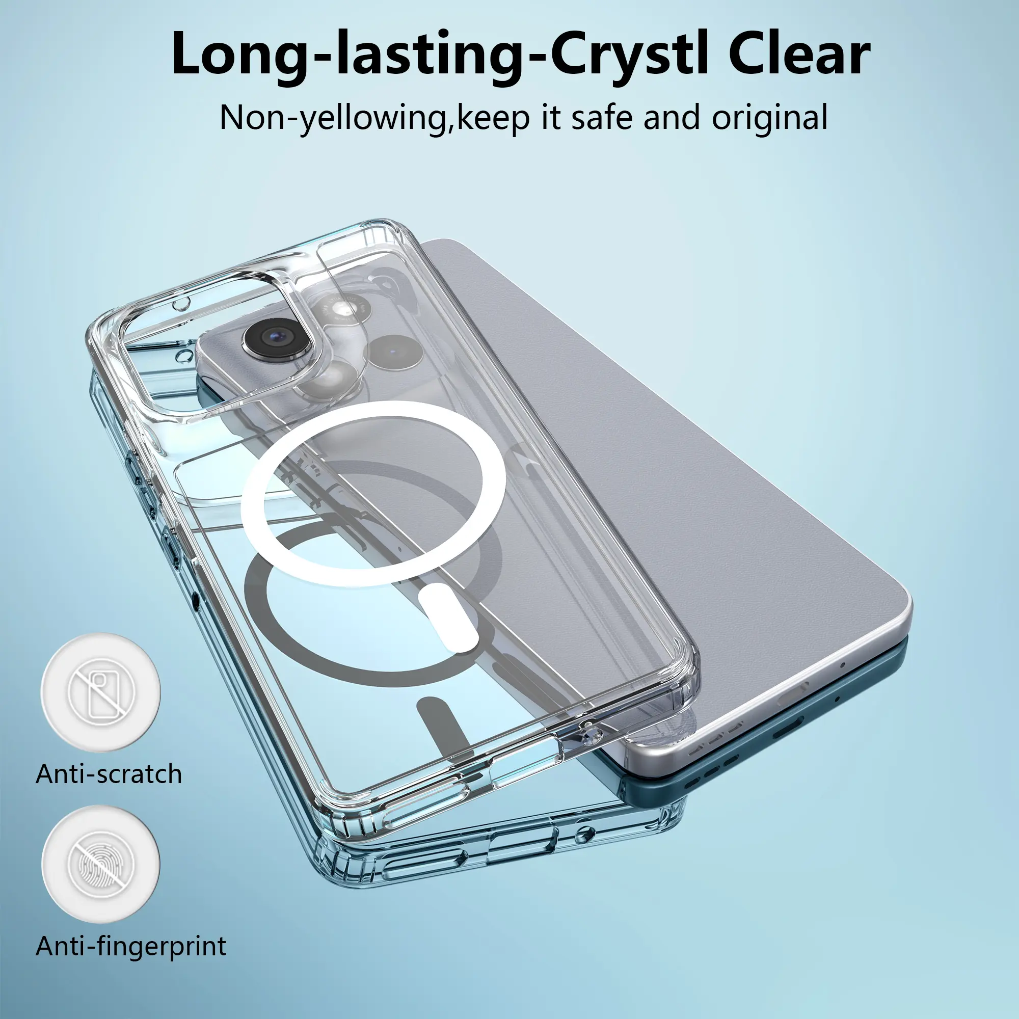 Motorola Moto G86 Hoesje Hard Back Cover met MagSafe Transparant afbeelding 4