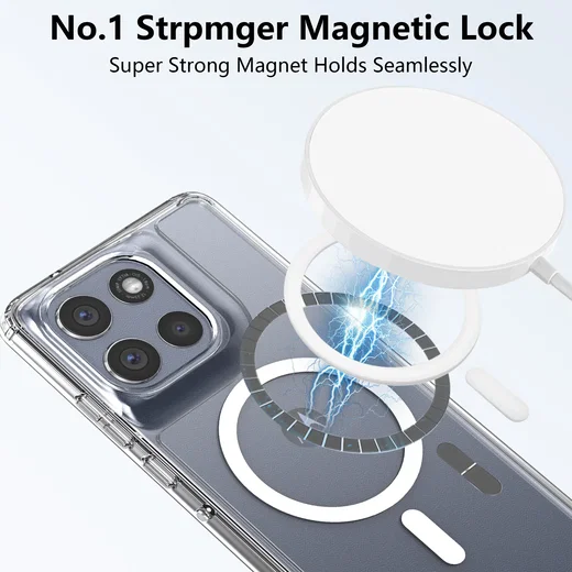 Motorola Moto G86 Hoesje Hard Back Cover met MagSafe Transparant afbeelding 3