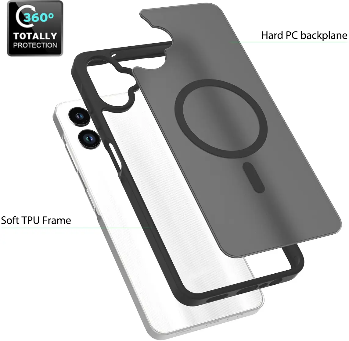 Samsung Galaxy A06 Hoesje met MagSafe Back Cover Matte Zwart afbeelding 7
