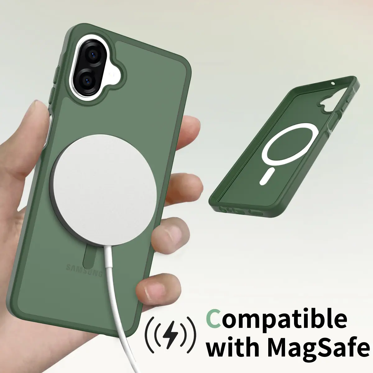 Samsung Galaxy A06 Hoesje met MagSafe Back Cover Matte Groen afbeelding 5