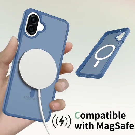 Samsung Galaxy A06 Hoesje met MagSafe Back Cover Matte Blauw afbeelding 5