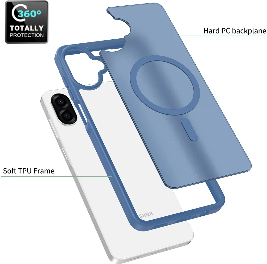 Samsung Galaxy A06 Hoesje met MagSafe Back Cover Matte Blauw afbeelding 8