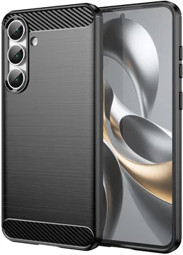 Samsung Galaxy S25 FE Hoesje Geborsteld TPU Flexibele Back Cover Zwart