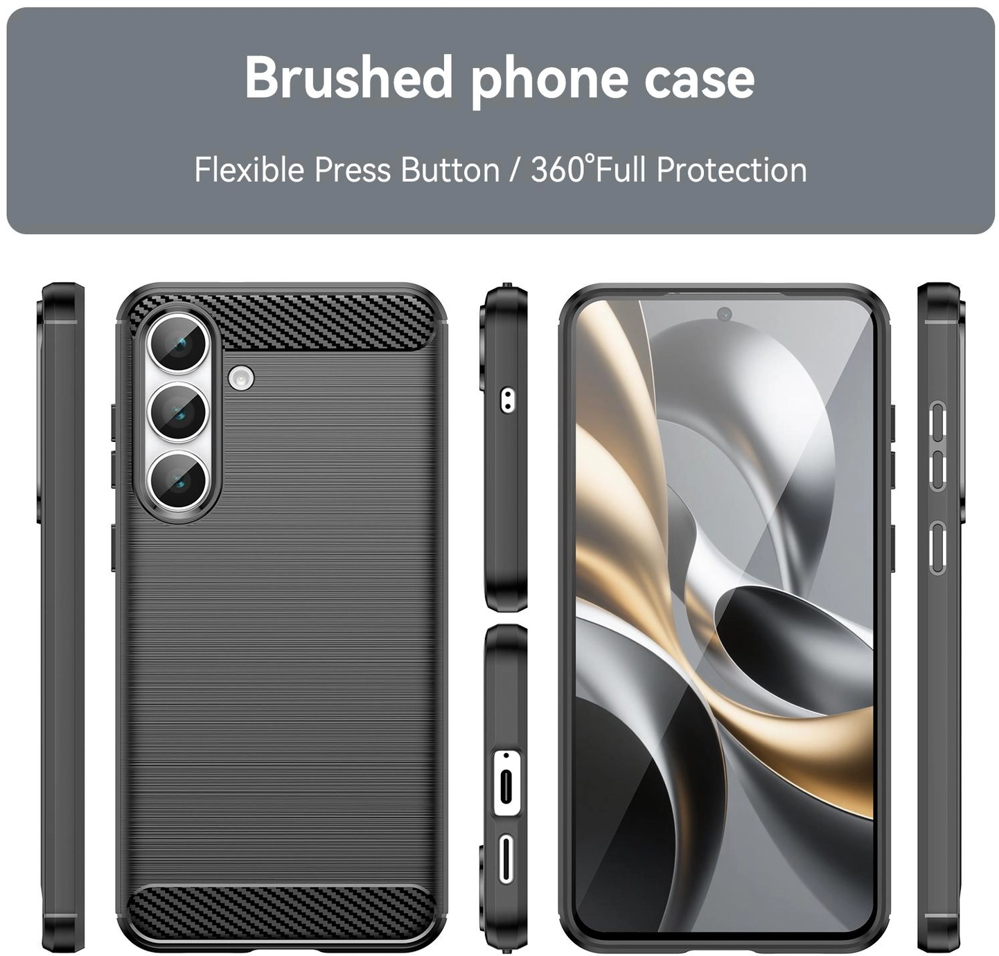 Samsung Galaxy S25 FE Hoesje Geborsteld TPU Flexibele Back Cover Zwart afbeelding 9