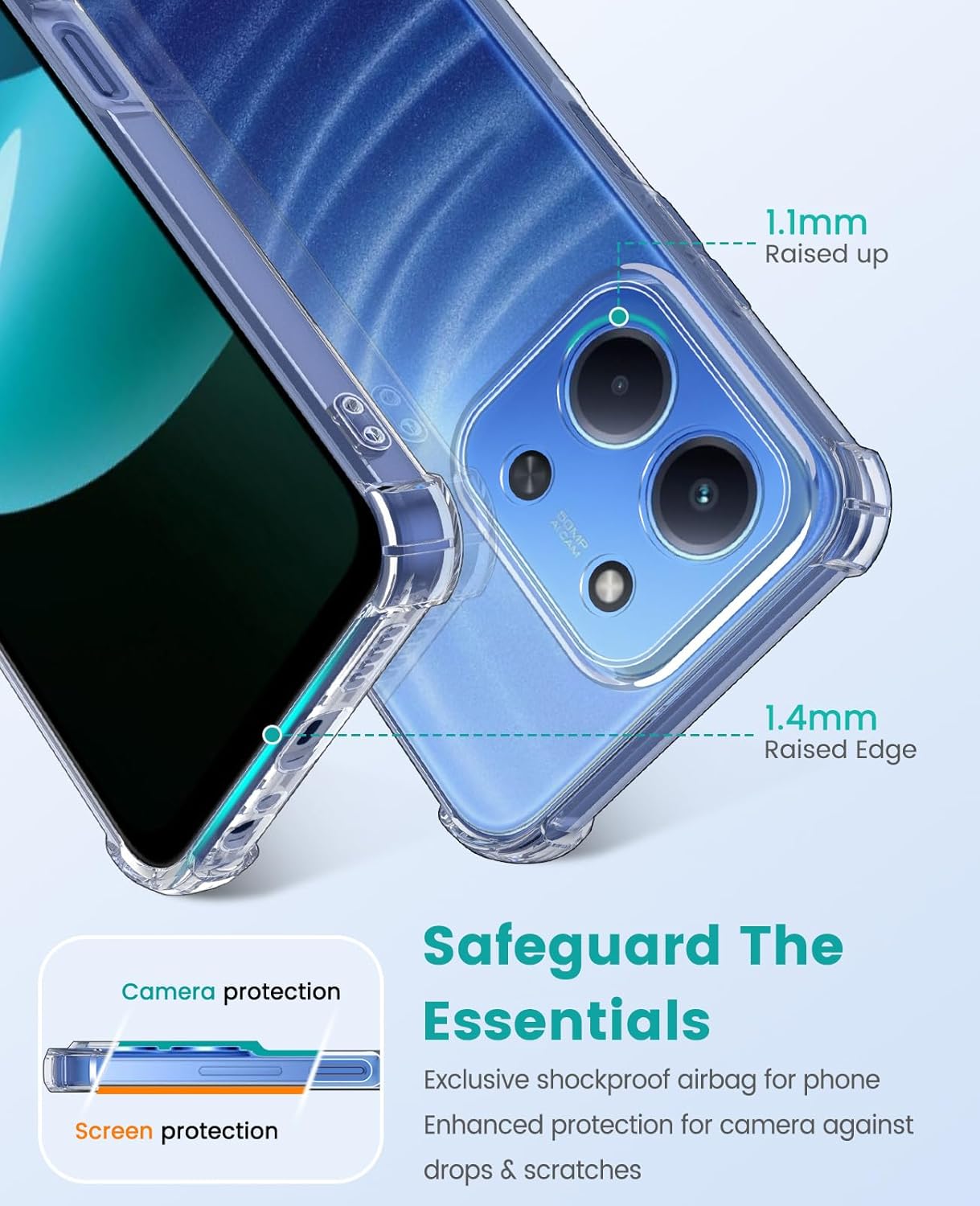 Xiaomi Redmi 15C Hoesje Schokbestendig en Dun TPU Back Cover Transparant afbeelding 2