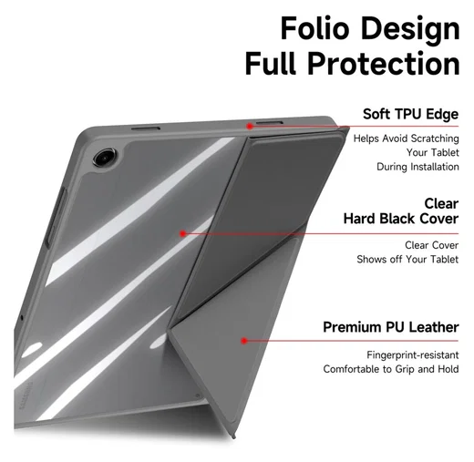 Dux Ducis Magi Samsung Galaxy Tab A11 Plus / A9 Plus Hoes V-Fold Book Case Grijs afbeelding 6