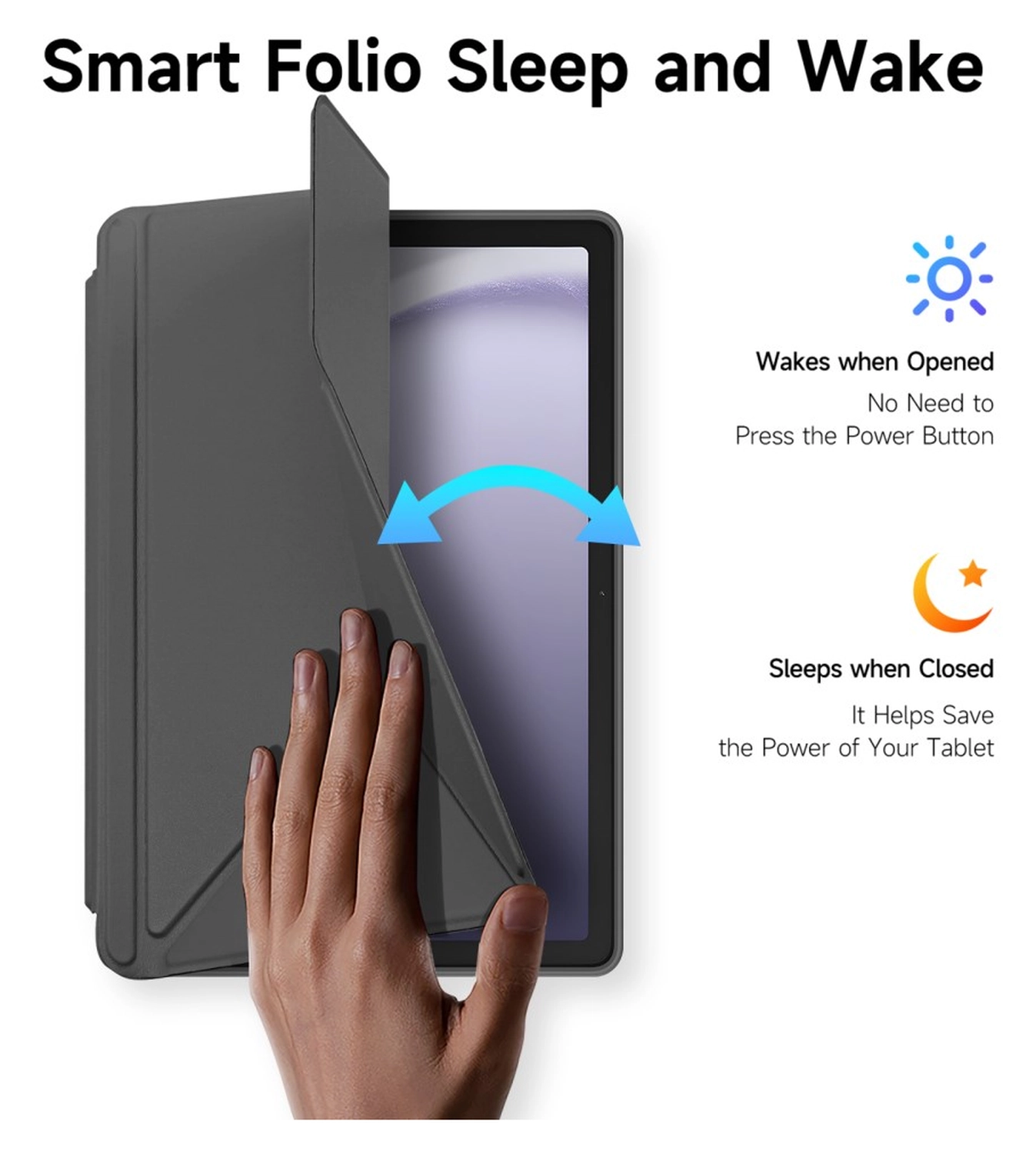 Dux Ducis Magi Samsung Galaxy Tab A11 Plus / A9 Plus Hoes V-Fold Book Case Grijs afbeelding 8