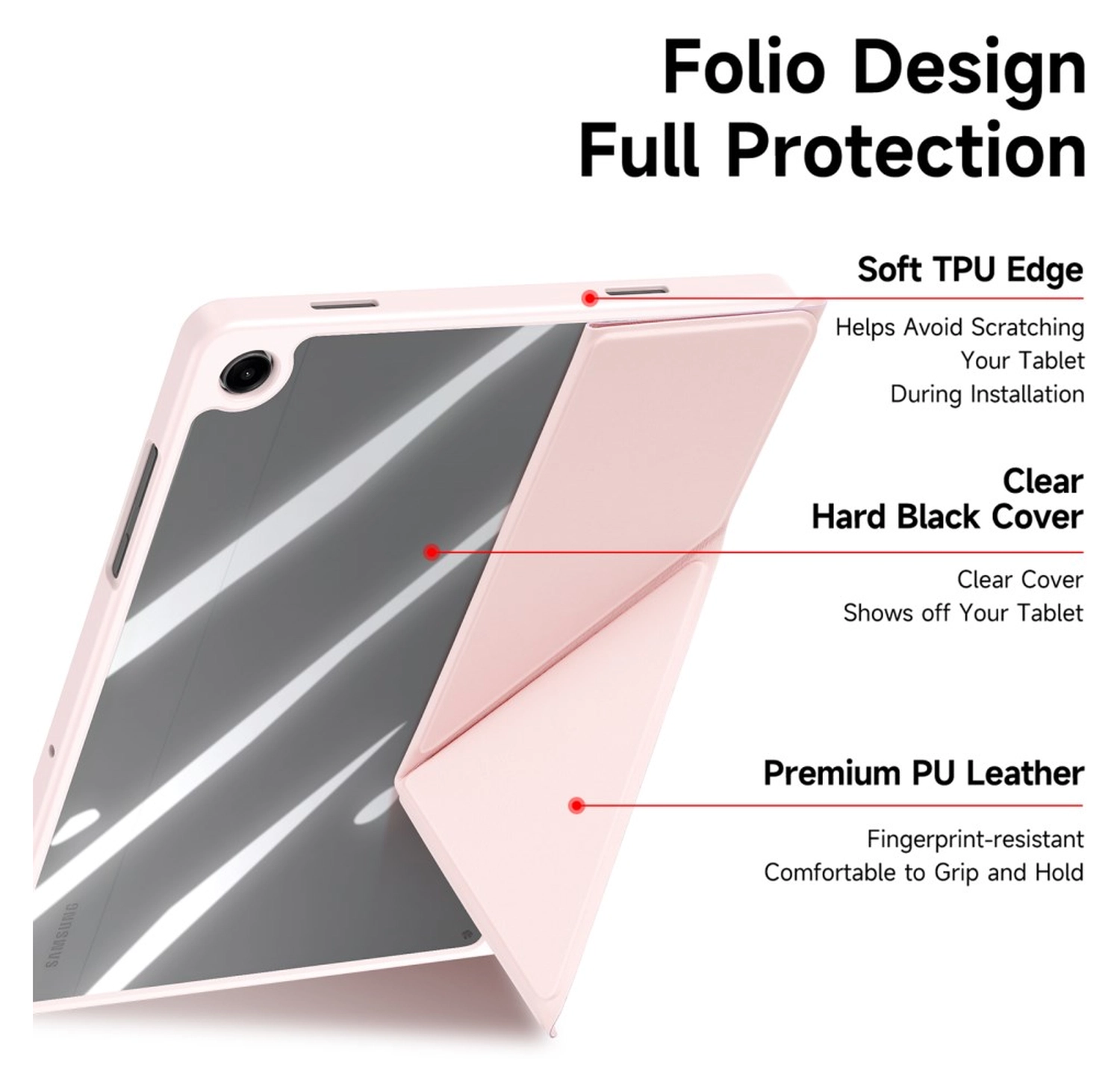 Dux Ducis Magi Samsung Galaxy Tab A11 Plus / A9 Plus Hoes V-Fold Book Case Roze afbeelding 6