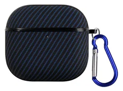 Apple AirPods 4 Hoesje TPU met Haak Carbon Blauw afbeelding