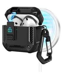 Apple AirPods 4 Hoesje TPU met Haak Hoes MagSafe Zwart afbeelding