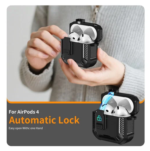 Apple AirPods 4 Hoesje TPU met Haak Hoes MagSafe Zwart afbeelding 6