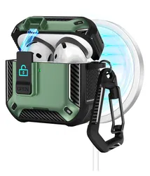 Apple AirPods 4 Hoesje TPU met Haak Hoes MagSafe Groen afbeelding