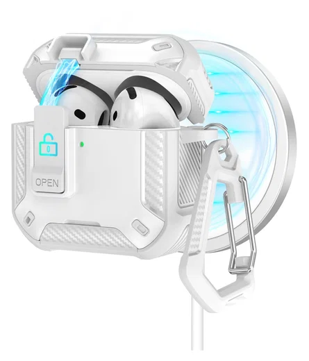Apple AirPods 4 Hoesje TPU met Haak Hoes MagSafe Wit afbeelding 1