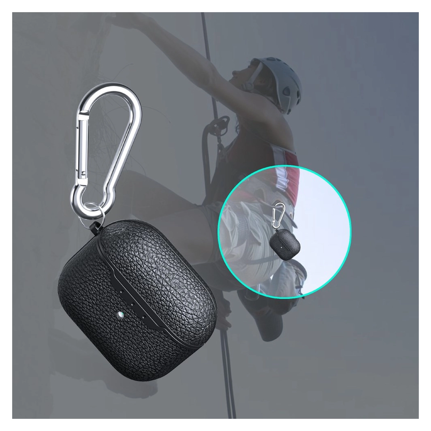 Apple AirPods 4 Hoesje Litchi TPU Schokbestendig Haak Blauw afbeelding 5