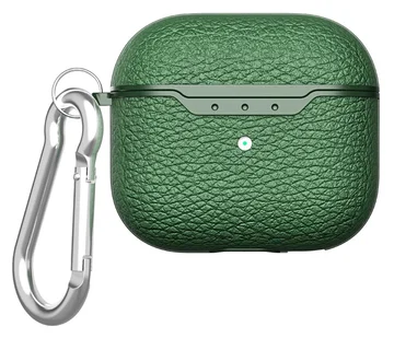 Apple AirPods 4 Hoesje Litchi TPU Schokbestendig Haak Groen