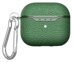 Apple AirPods 4 Hoesje Litchi TPU Schokbestendig Haak Groen afbeelding