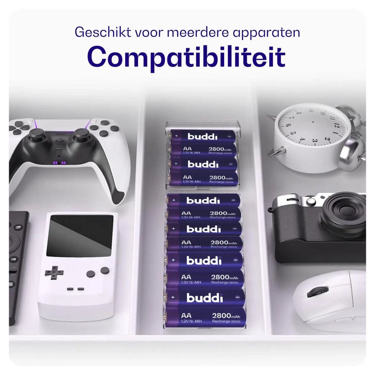 Buddi Oplaadbare AA Batterijen 2.800 mAh 1.2V 52 Stuks afbeelding 5