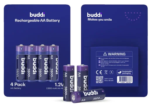 Buddi Oplaadbare AA Batterijen 2.800 mAh 1.2V 52 Stuks afbeelding 6