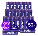 Buddi Oplaadbare AA Batterijen 2.800 mAh 1.2V 52 Stuks