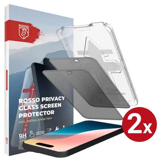 Rosso iPhone 16 Pro Max Privacy Glass met Installatietray Dust Removal (2-Pack) afbeelding 1